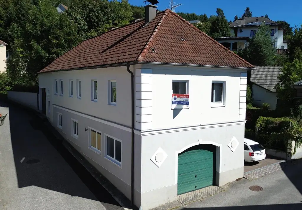 Großzügiges Wohnhaus mit großem Wirtschaftsgebäude und Schlossblick