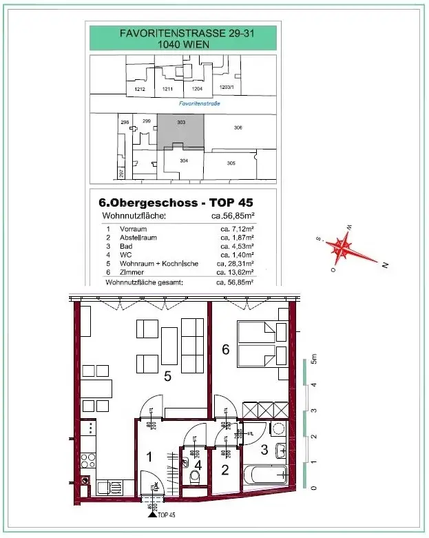 Helle, super geschnittene 2-Zimmer-Wohnung im 4.Bezirk!