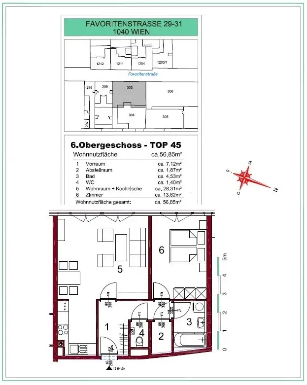 Helle, super geschnittene 2-Zimmer-Wohnung im 4.Bezirk!