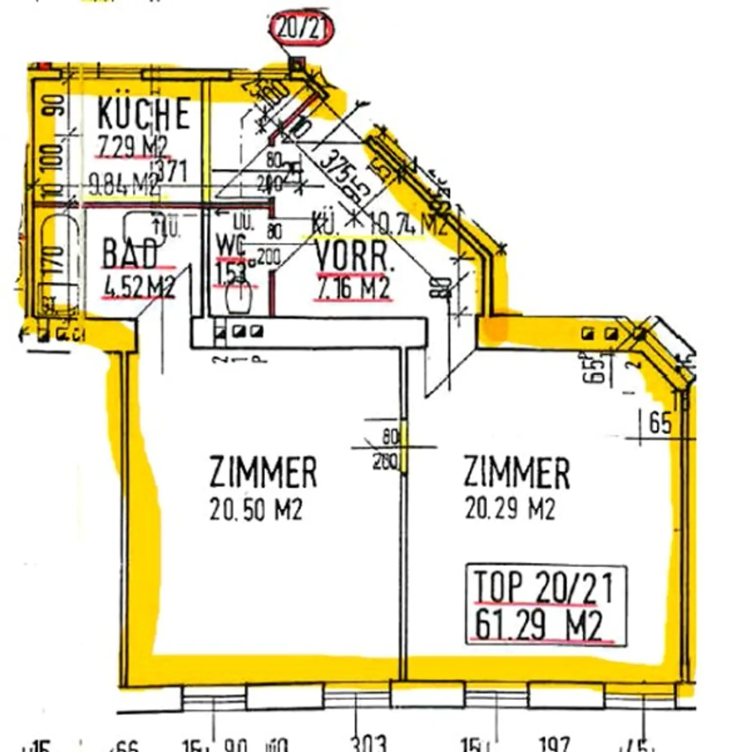 +2 Zimmer-Wohnung +separate Küche +1210 Wien in ruhiger Lage um nur € 199.000-,+  ! € 3.200 pro m²! +