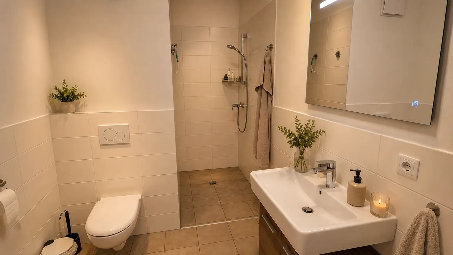 Badezimmer mit Walk-In-Dusche!