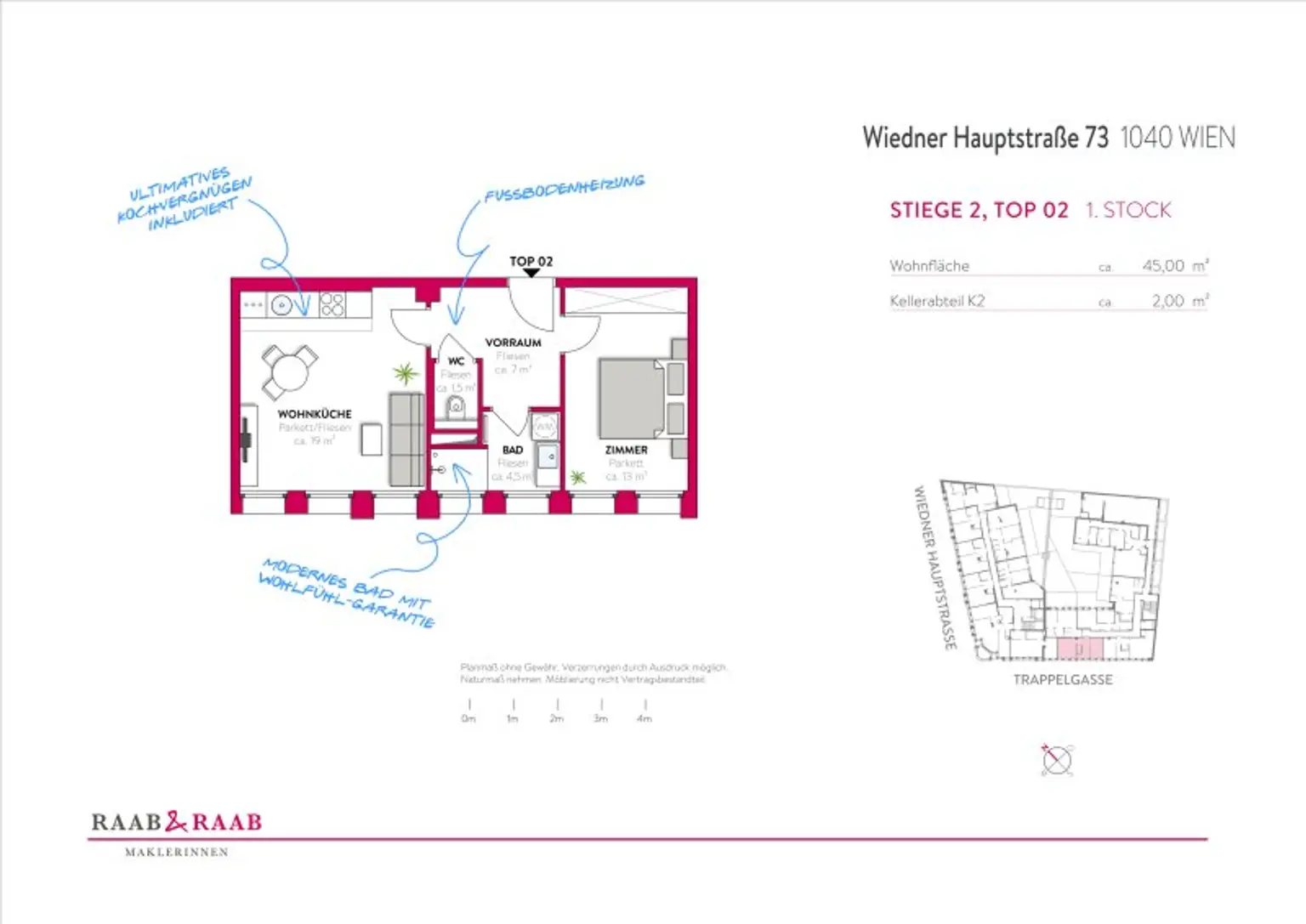 2-Zimmer Wohnung einfach zum Wohlfühlen, Wiedner Hauptstraße 73, 1040 Wien!