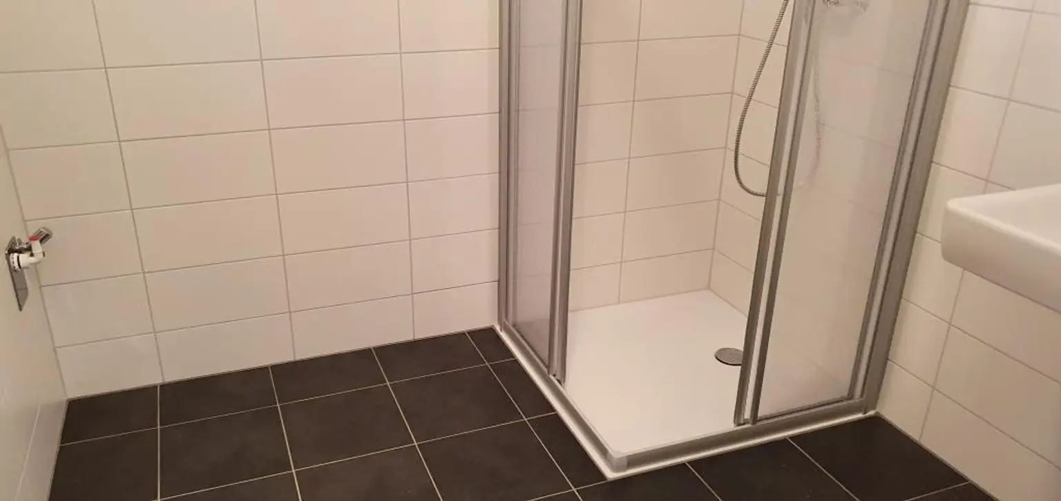 Bad mit Dusche und Waschmaschinenanschluss