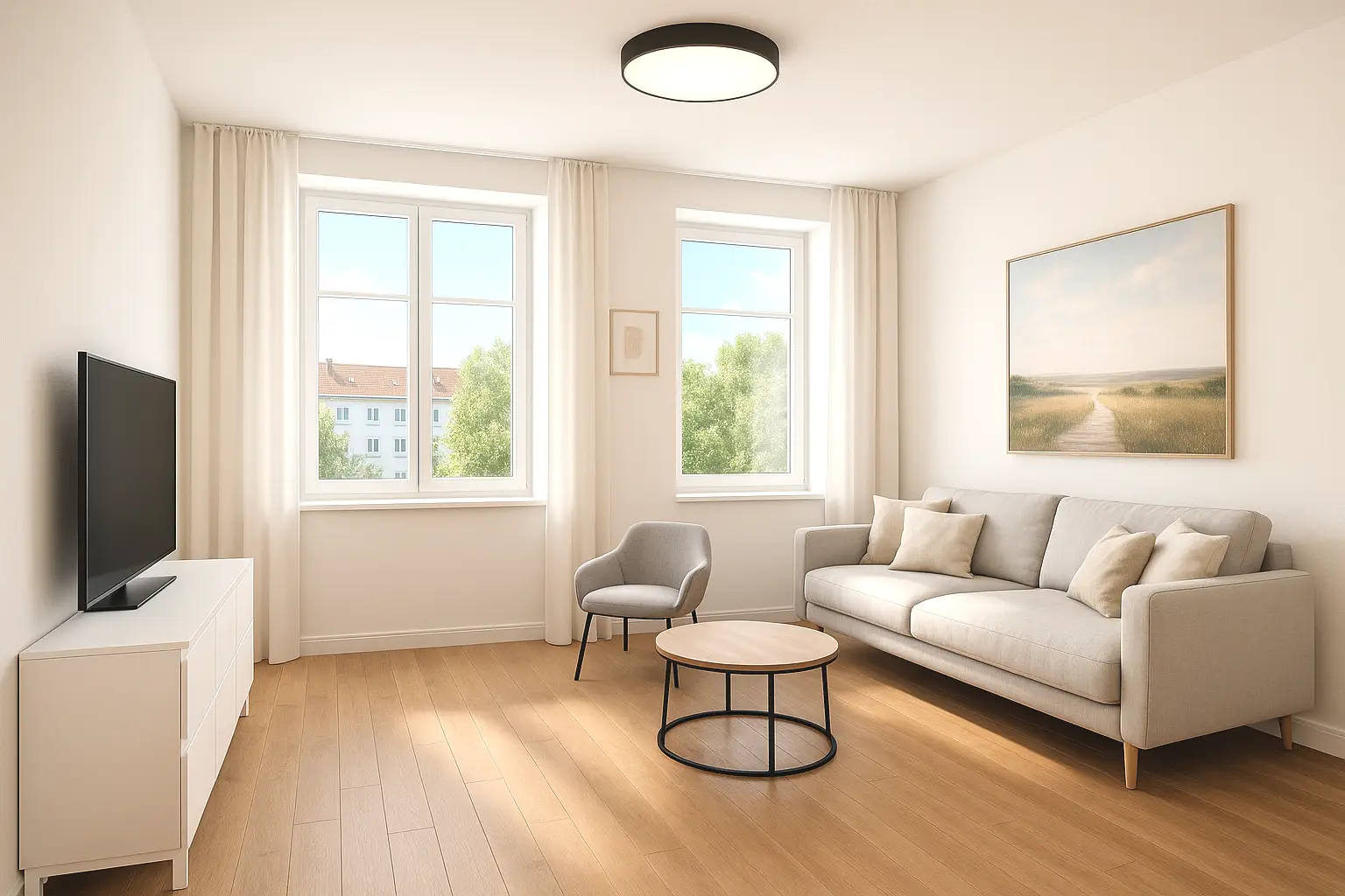 Wohnzimmer 4-Zimmer-Wohnung hofseitig