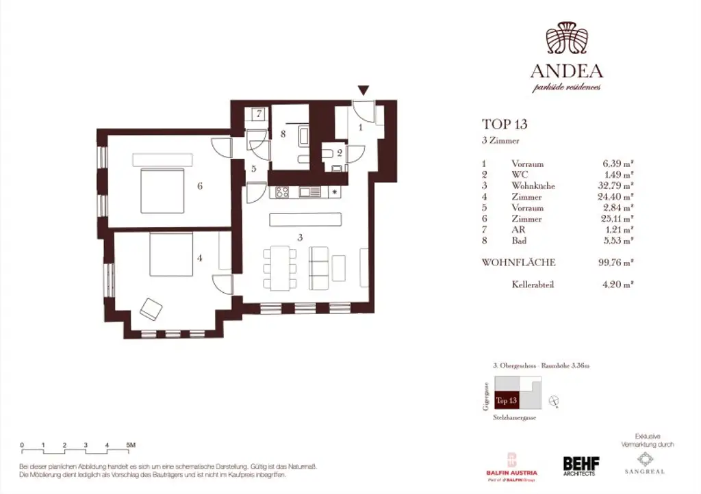 Exklusive 3-Zimmer-Wohnung - Wiener Juwel mit über 3 Meter Raumhöhe - ANDEA Parkside Residences