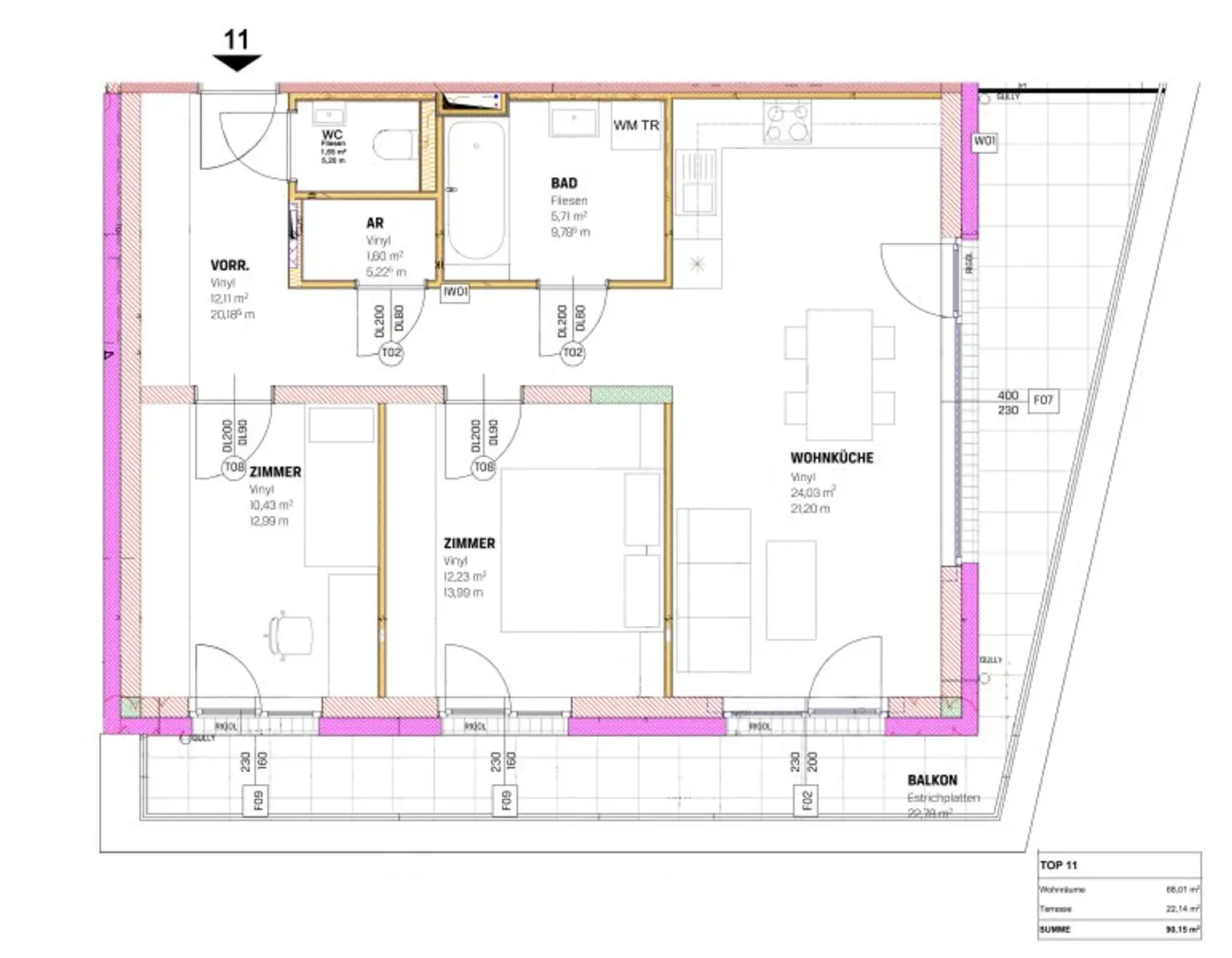 Exklusive 3-Zimmer Wohnung | 68 m² + 22 m² Balkon | Carport inkludiert | € 899 Gesamtmiete