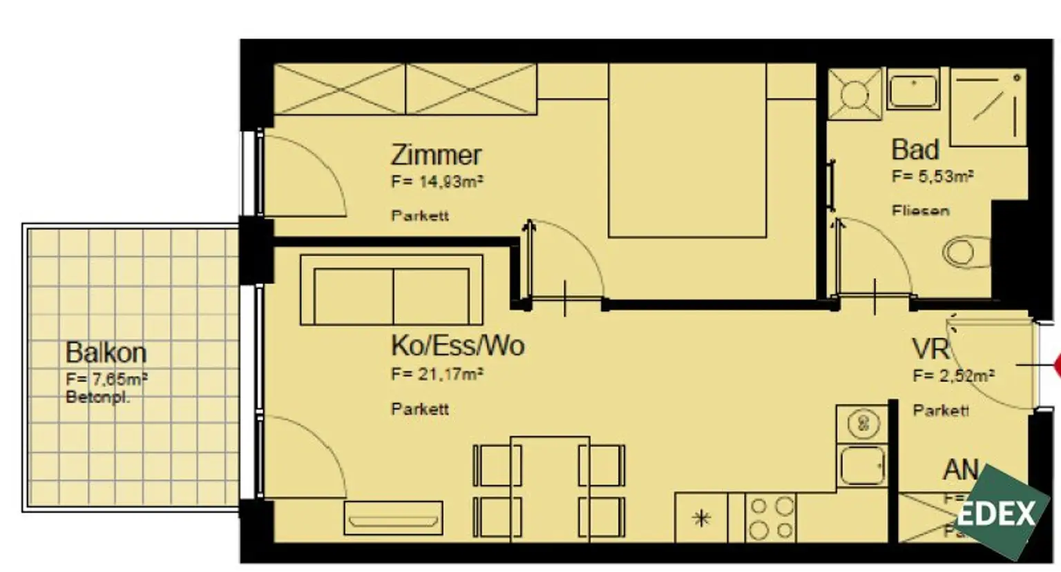 Moderne 2-Zimmer-Wohnung mit Balkon nahe U1 Rennbahnweg ab November