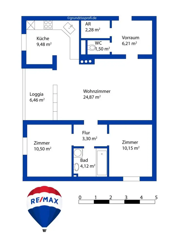 3-Zimmer Wohnung mit Loggia in zentraler Lage