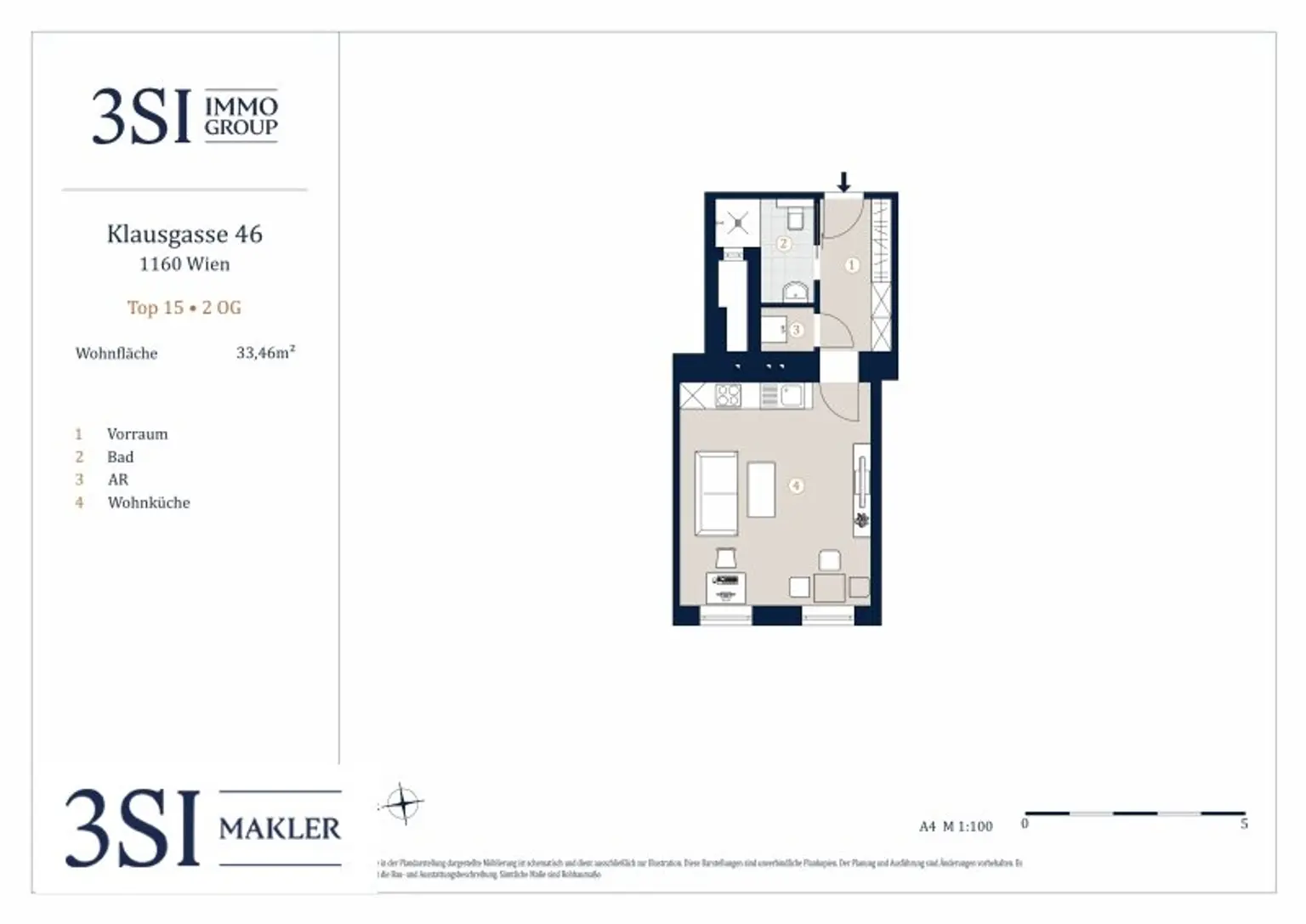 Erstbezug nach Sanierung in der Klausgasse - 1-Zimmer-Altbauwohnung mit elegantem Fischgrätparkett