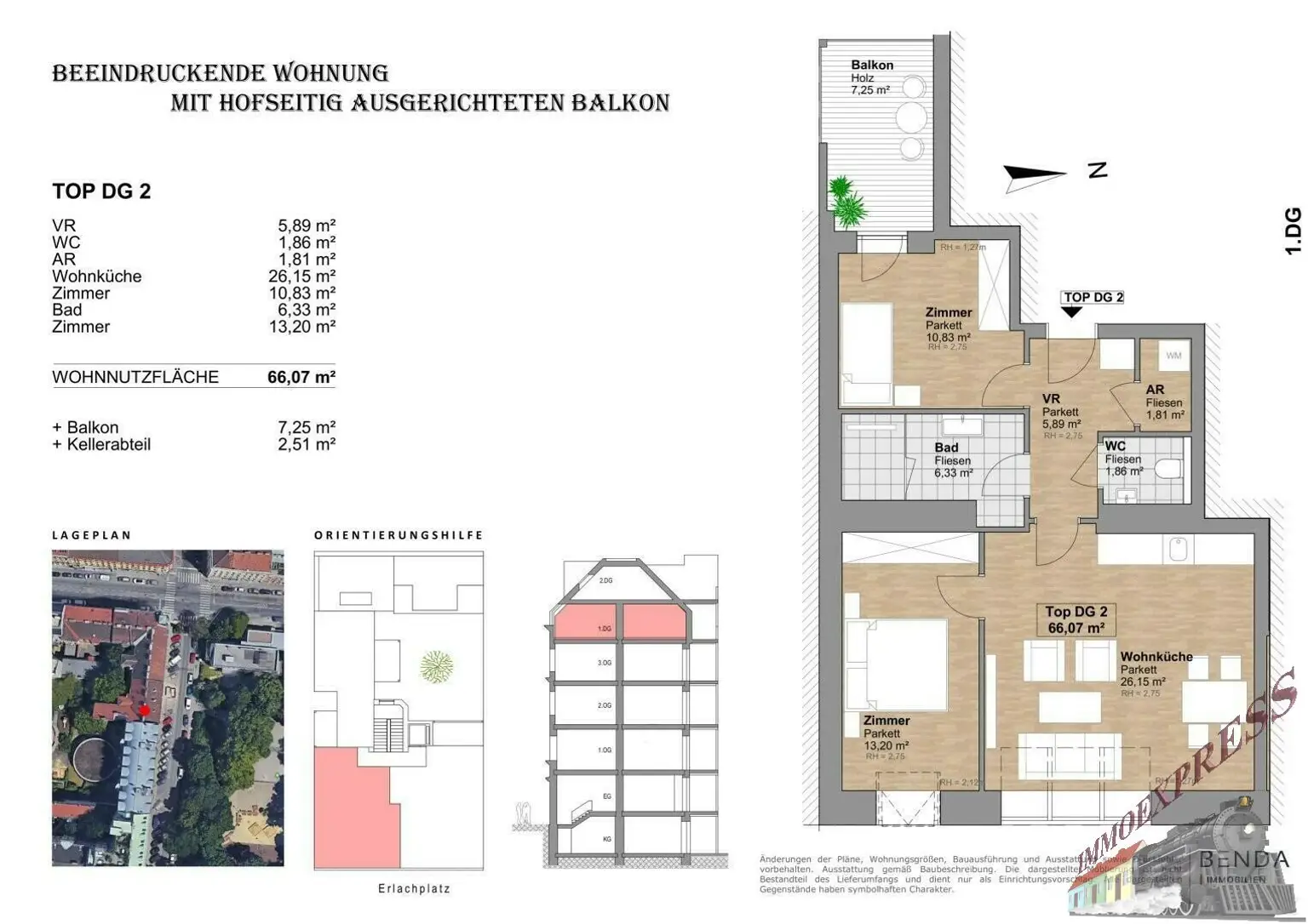 Erstbezug, Dachgeschosswohnung 3-Zimmer, inkl. Küche, Klimaanlage, Erlachplatz 10