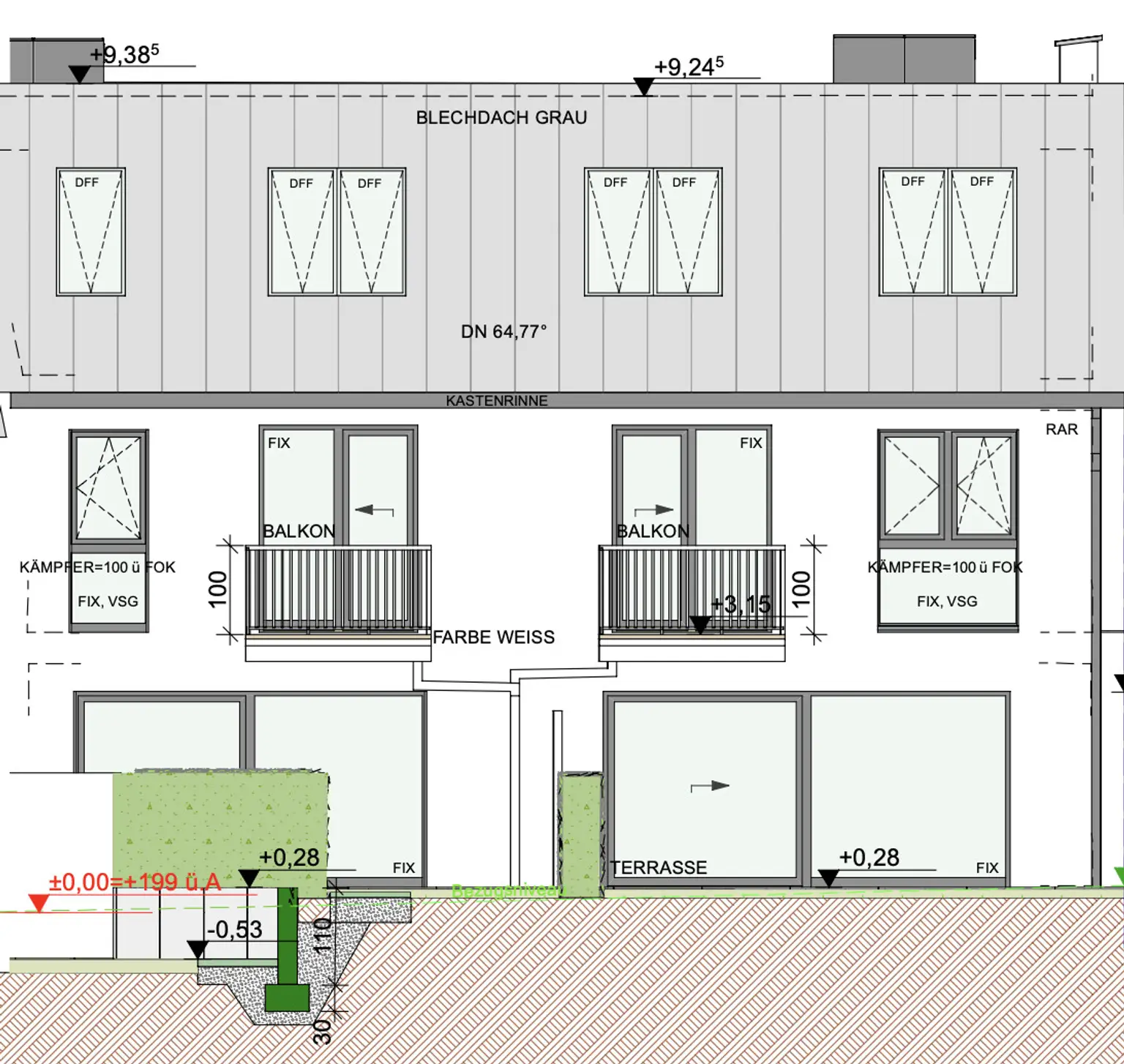 Bewilligtes Bauprojekt mit 4 Häusern