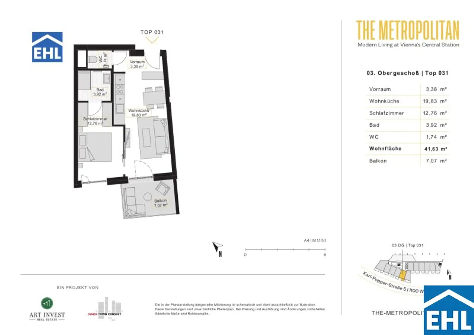 Sonnwendviertel: 2-Zimmer-Wohnung mit Balkon im 3. OG – Fitnessraum, Co-Working & Rooftop-Terrasse inklusive!