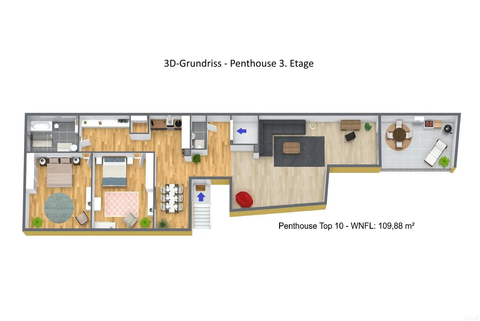 3D-Grundriss - Münzgrabenstrasse152 Top 10 - 3. Etage