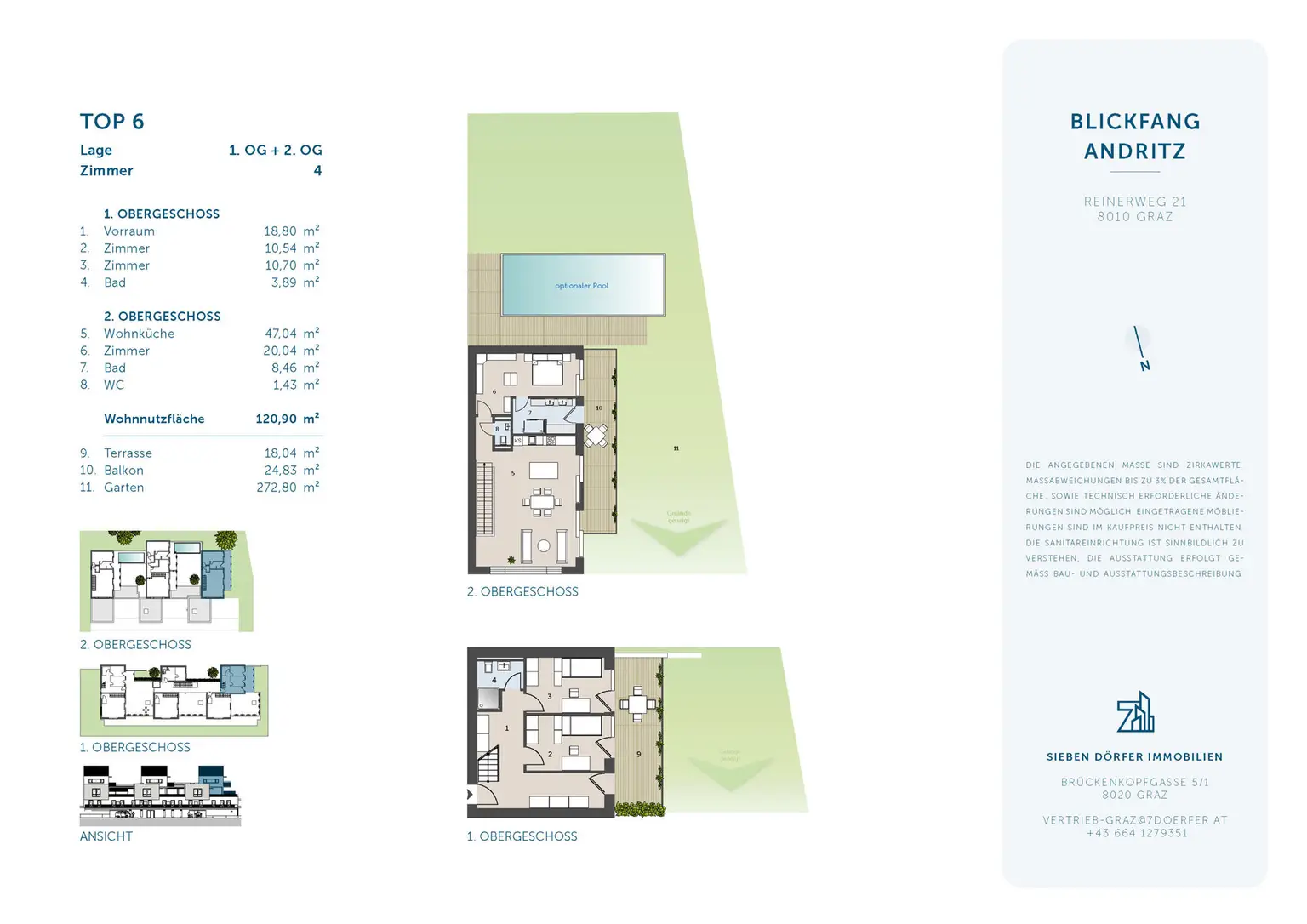 Große Garten-Maisonette mit Weitblick: ca. 120,90 m², Terrasse & Balkon, ca. 272,80 m² Garten