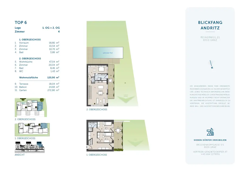Große Garten-Maisonette mit Weitblick: ca. 120,90 m², Terrasse & Balkon, ca. 272,80 m² Garten