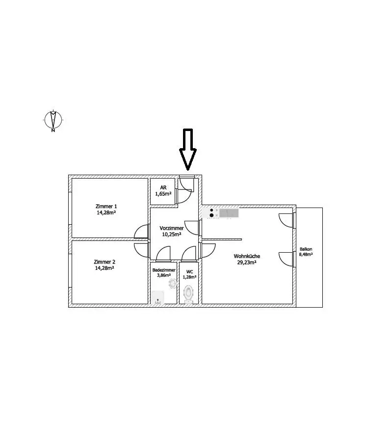 Gemütliche 3 Zimmer Wohnung mit großem Balkon und Blick ins Grüne!