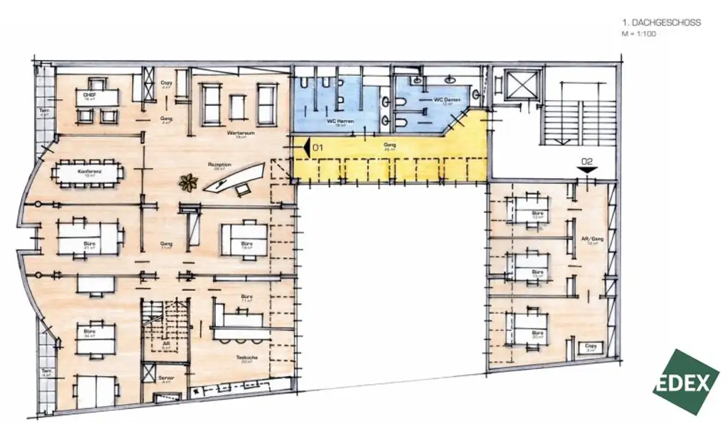 Erstbezug | Rohbau-Büro auf zwei Ebenen im Dachgeschoss mit Gestaltungsspielraum