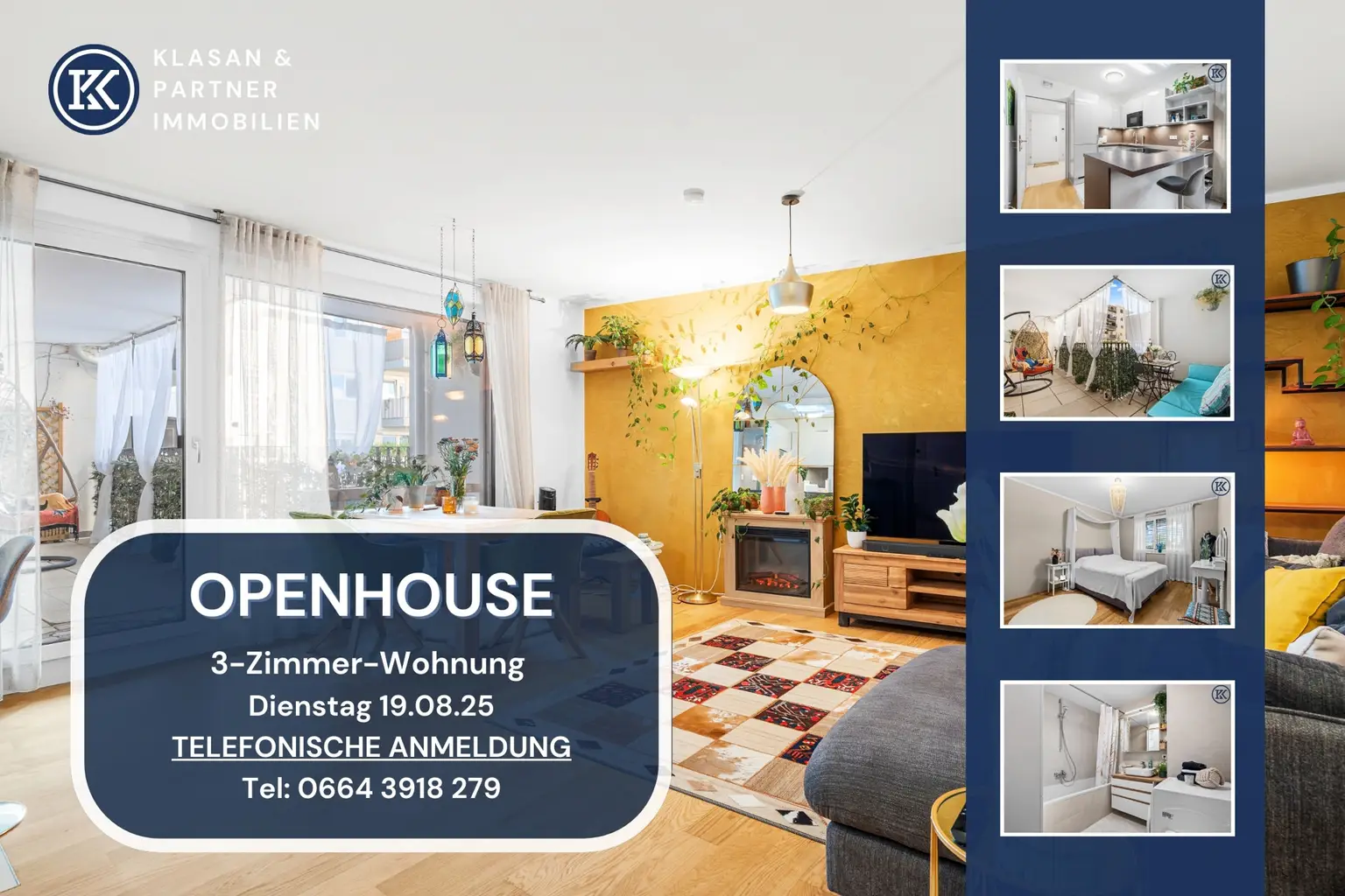 OPEN HOUSE am Dienstag den 19.08.25 ab 10 Uhr für die
Hofseitige 3-Zimmer-Wohnung mit 14 m² Loggia