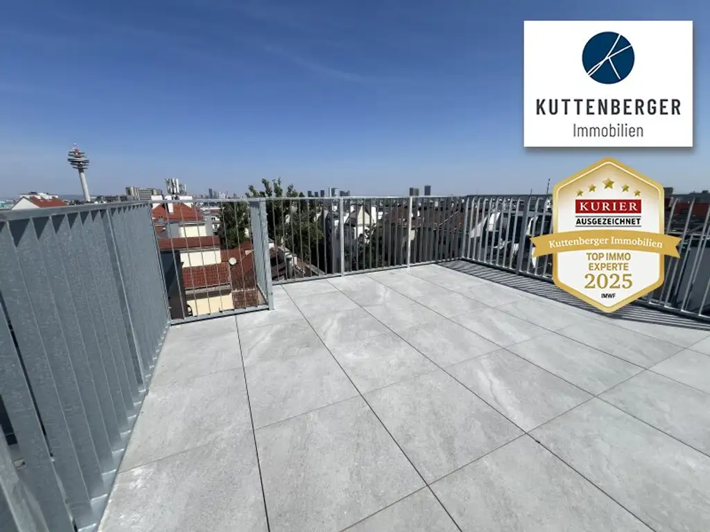 *Superprojekt: ''Über den Baumwipfeln" TOP 51 MIT BALKON + PANORAMA-DACHTERRASSE & WIEN-BLICK