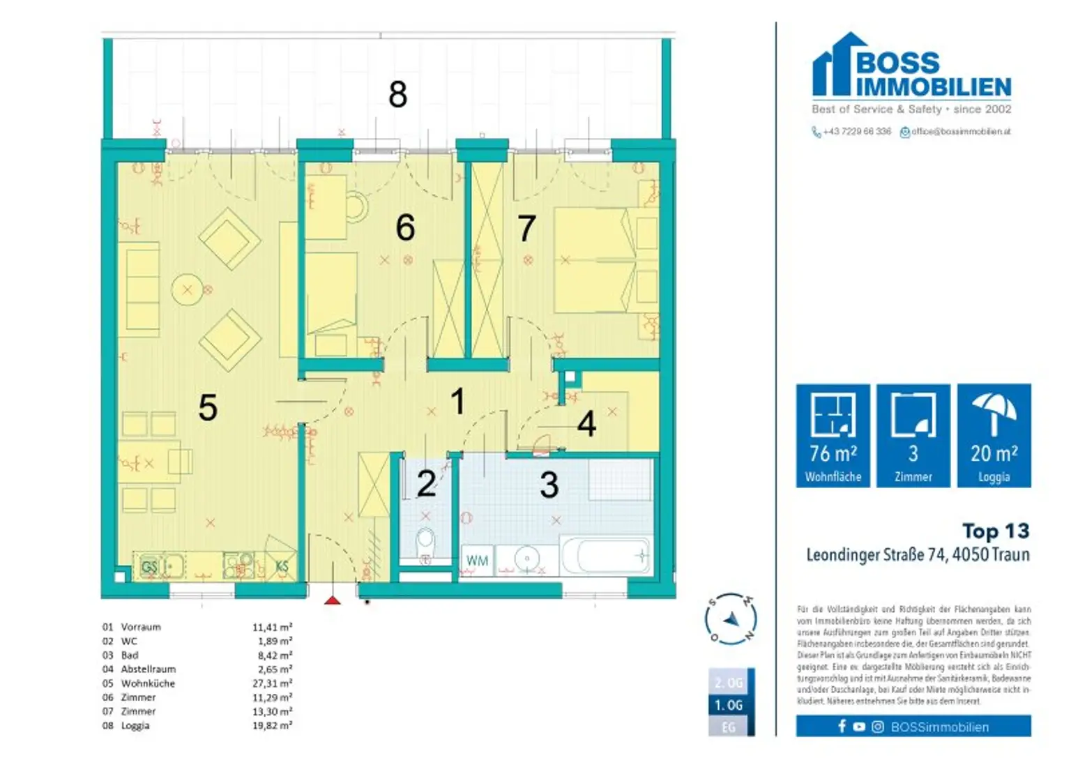 Grundriss Leondinger Str 74 - Top 13