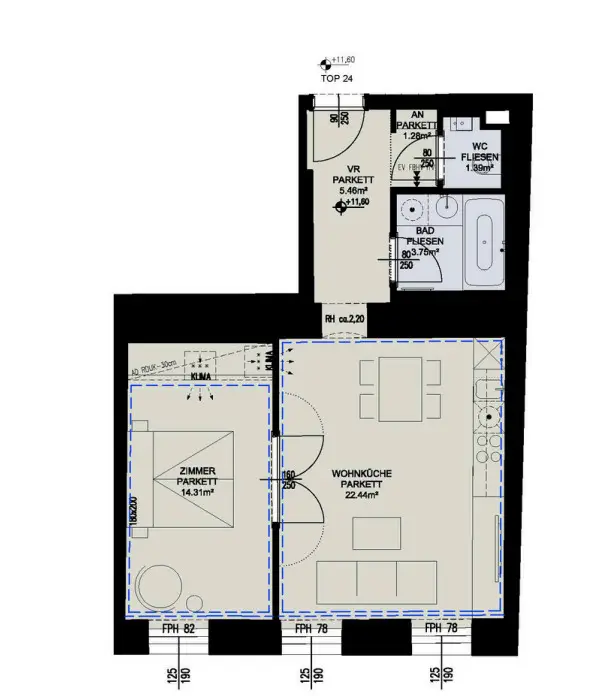 NEW!Traumhafte 2-Zimmer-Wohnung mit viel Tageslicht