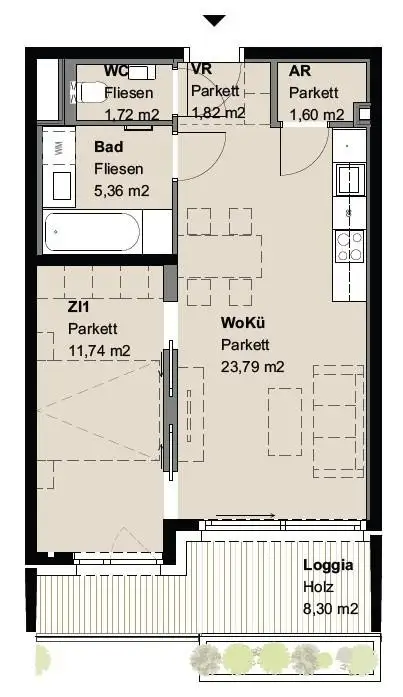 6. OG - Exklusive Neubauwohnung mit 8,3m2 Loggia und Weitblick!!!