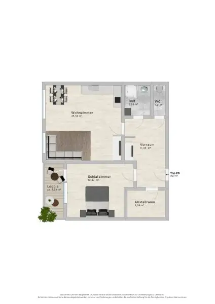 Helle 2-Zimmer Wohnung mit Loggia bei Prater Hauptallee!