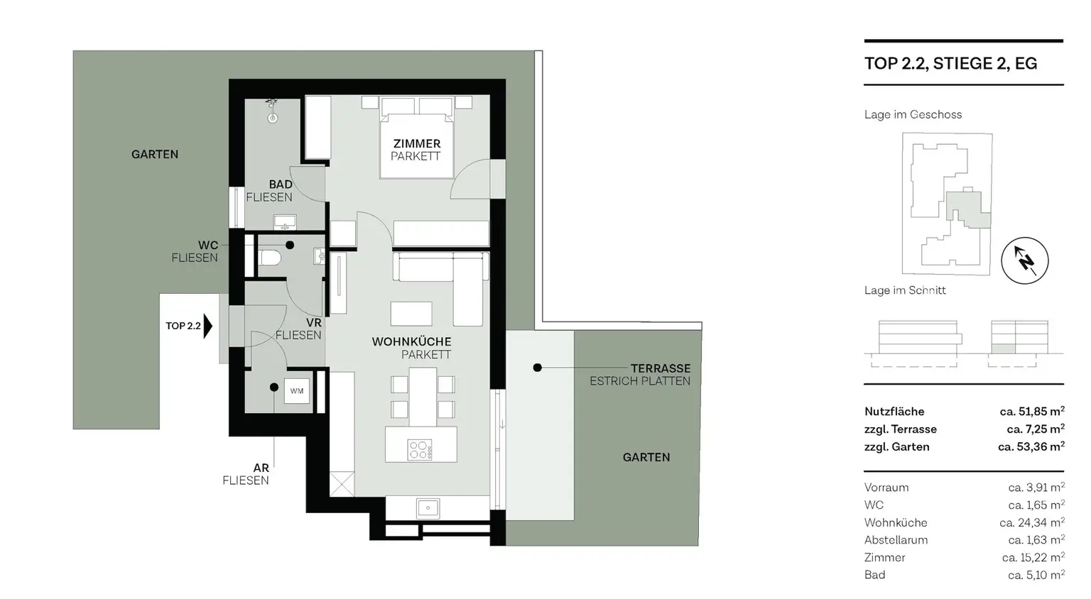 Grundriss Top 2, Stiege 2