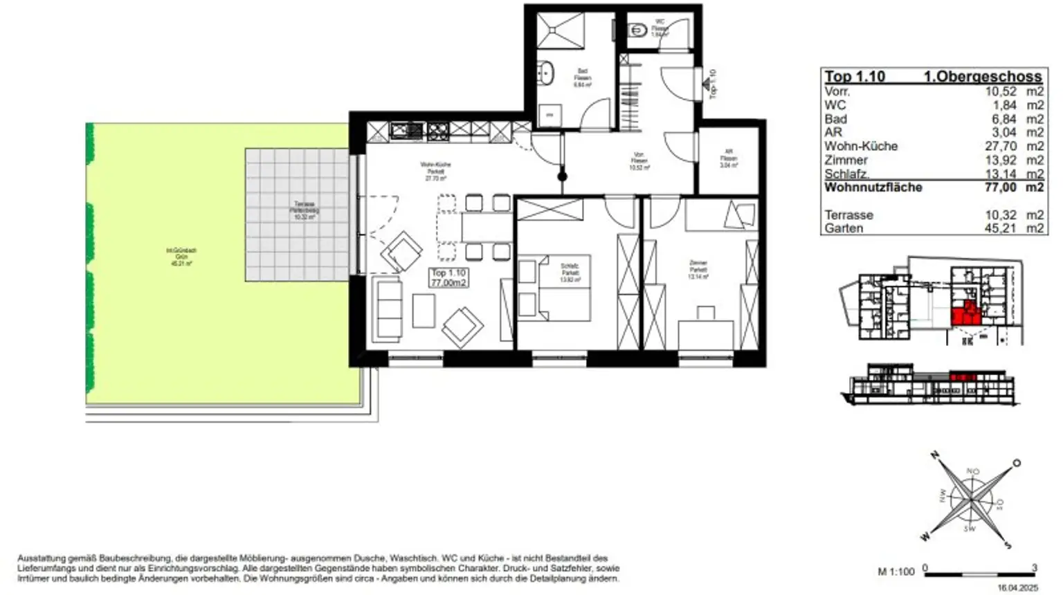 TOP 1.10 - NEUBAU - ERSTBEZUG - 3 Zimmerwohnung mit Garten, Terrasse, eigener Tiefgaragenplatz