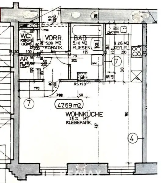 Bestandsplan Wohnung laut Bauakt