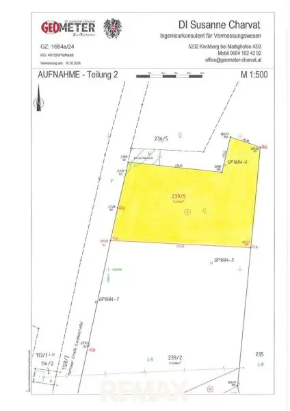Lageplan mit Markierung