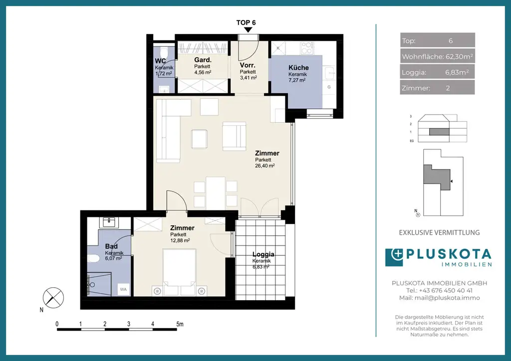 Hochwertige 2-Zimmer-Wohnung mit Loggia in zentraler Lage von Brunn am Gebirge