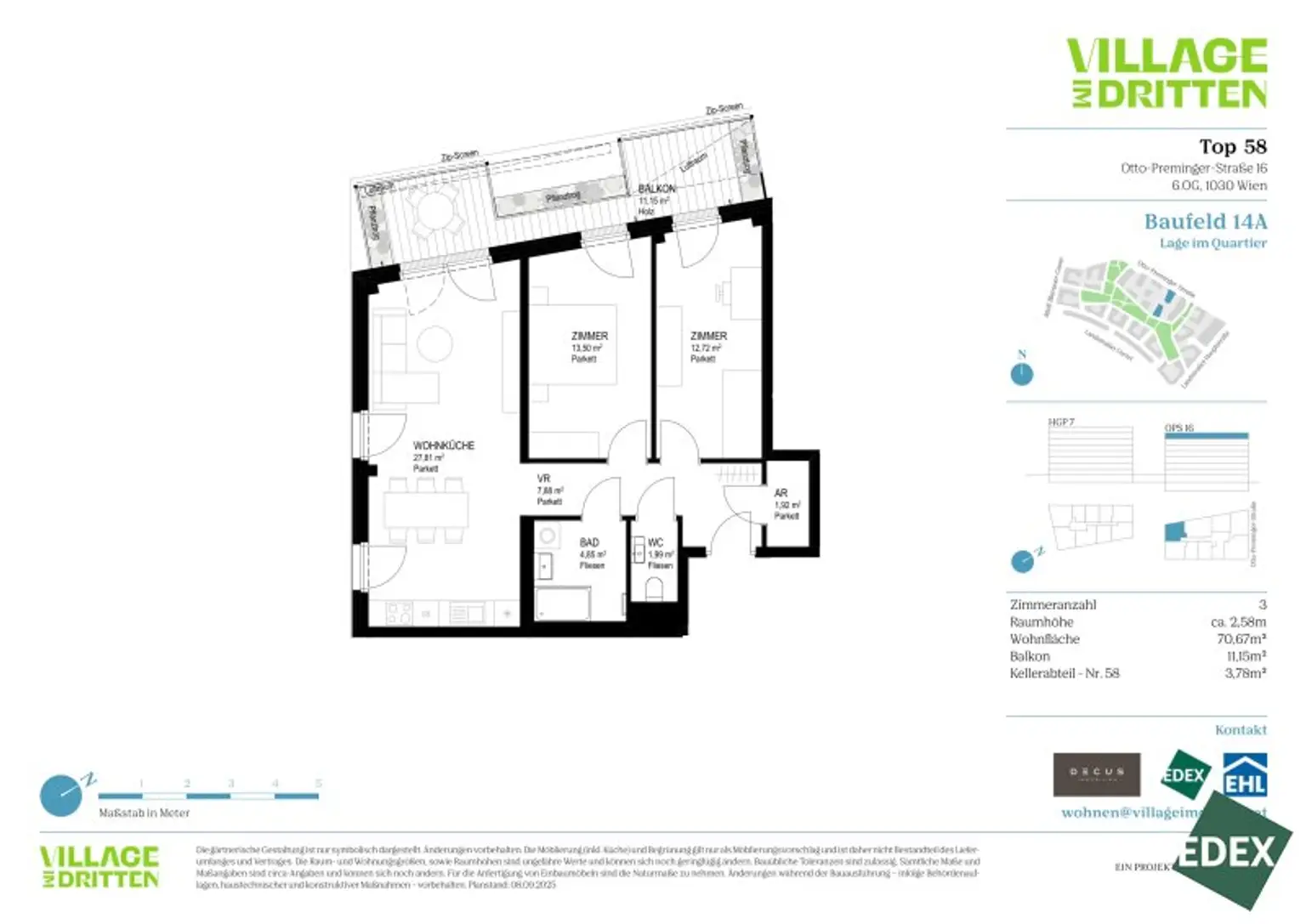 VILLAGE IM DRITTEN | MODERNE 3-ZIMMER WOHNUNG MIT BALKON