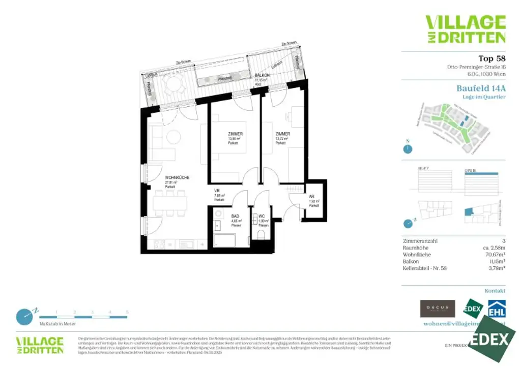 VILLAGE IM DRITTEN | MODERNE 3-ZIMMER WOHNUNG MIT BALKON