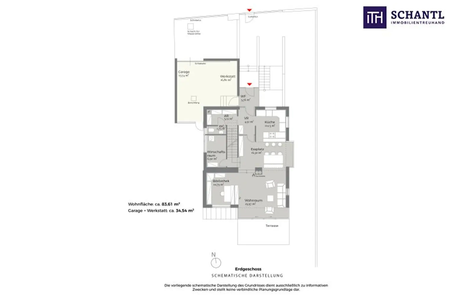 Grundriss Erdgeschoss, schematische Darstellung