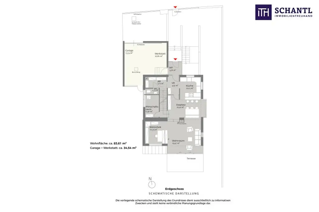 Grundriss Erdgeschoss, schematische Darstellung