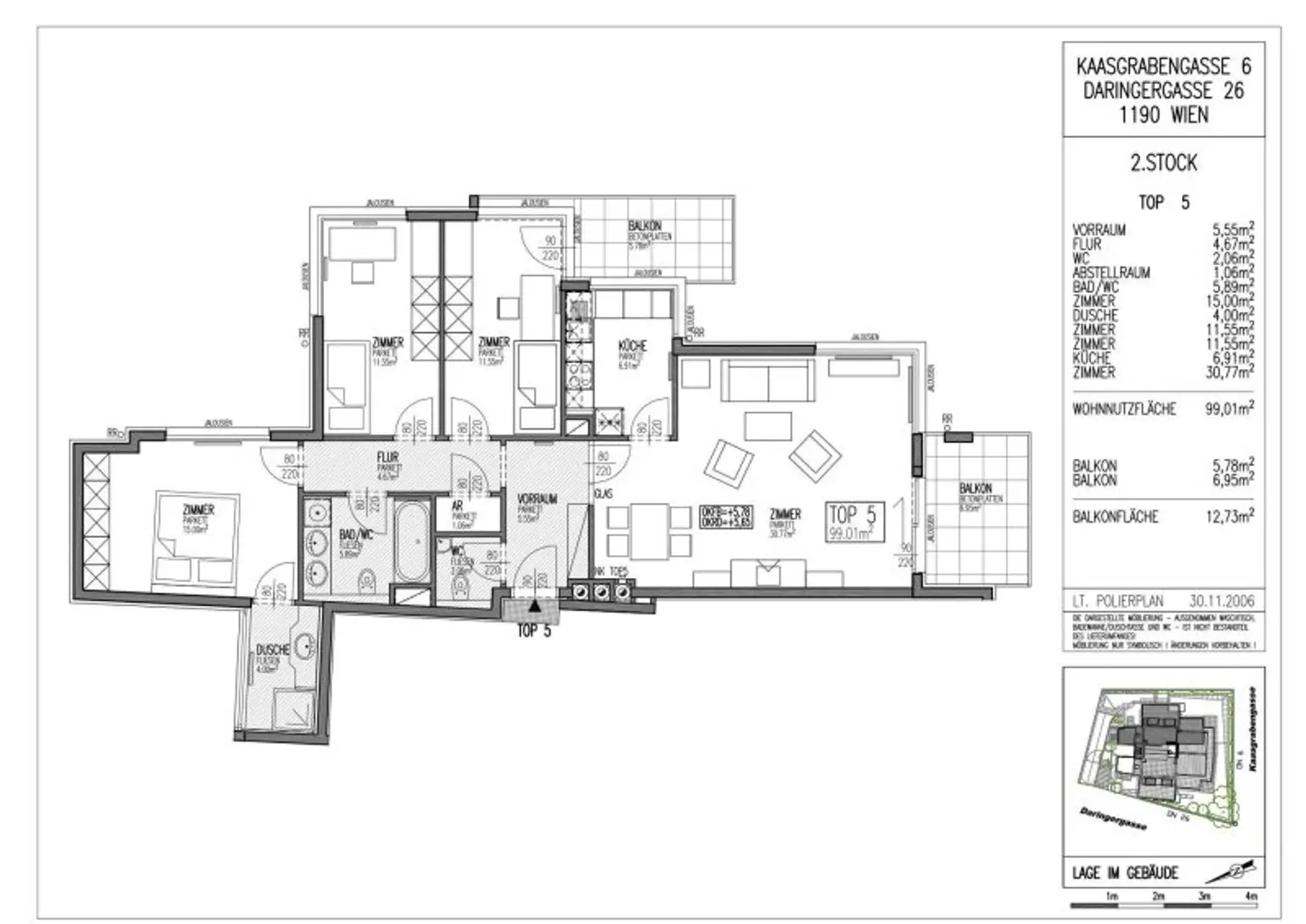 Kaasgraben, moderne 4-Zimmer-Wohnung mit 2 Balkonen, perfekte Raumaufteilung!