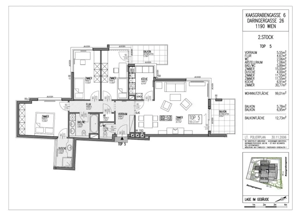 Kaasgraben, moderne 4-Zimmer-Wohnung mit 2 Balkonen, perfekte Raumaufteilung!