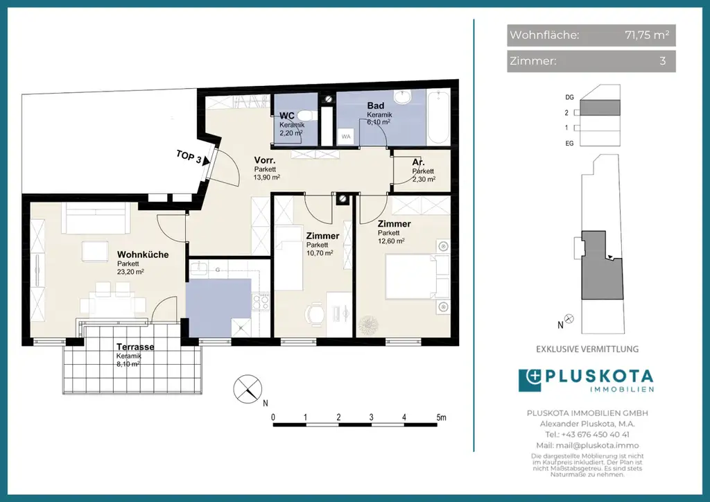 Gemütliche 3-Zimmer Wohnung in ruhiger Hoflage