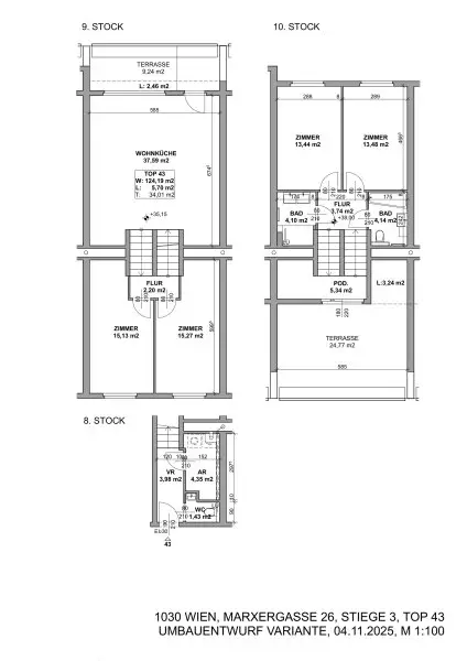 Generalsanierte Eigentumswohnung auf drei Ebenen mit zwei Terrassen - Gegenüber Sofiensäle