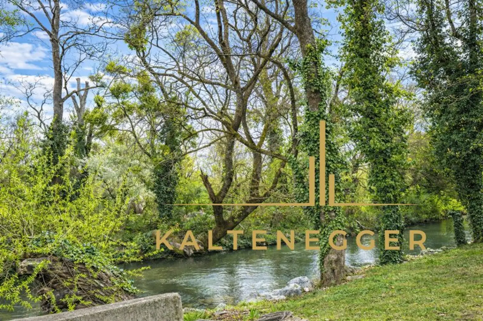 Natur und Bach neben dem Haus