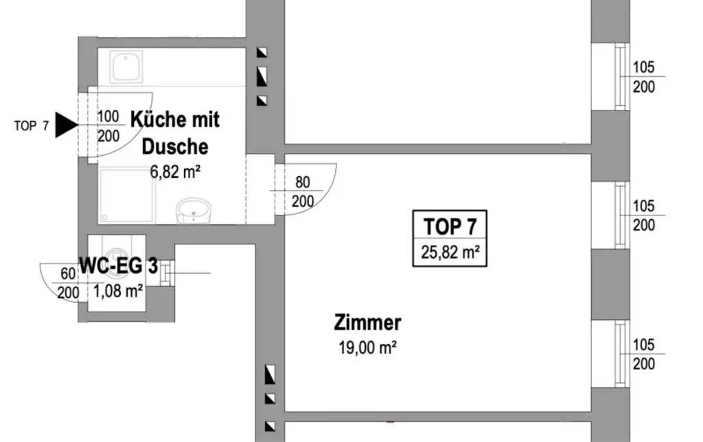 Kurzzeitvermietung möglich | Sanierungsbedürftige 1-Zimmer-Wohnung mit WC angrenzend | Hochparterre