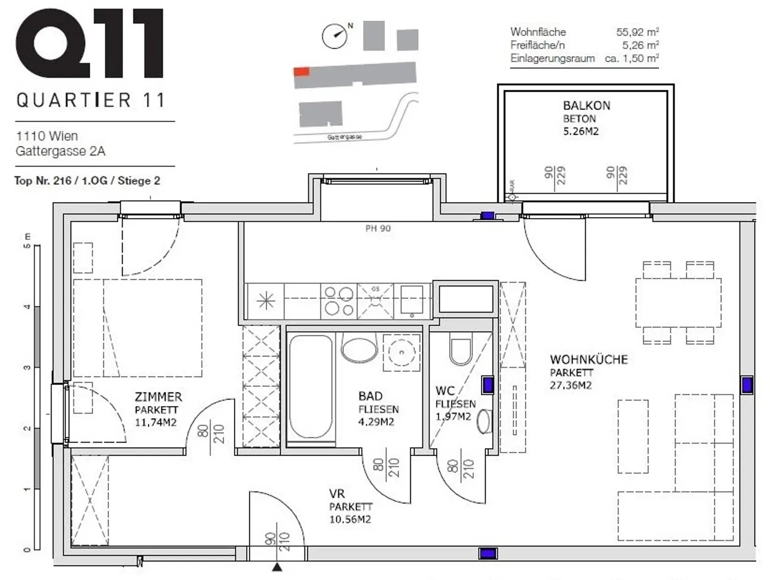 Q11 Leben in Simmering 
- Balkonwohnung mit 2 Zimmern nächst Lorystraße!