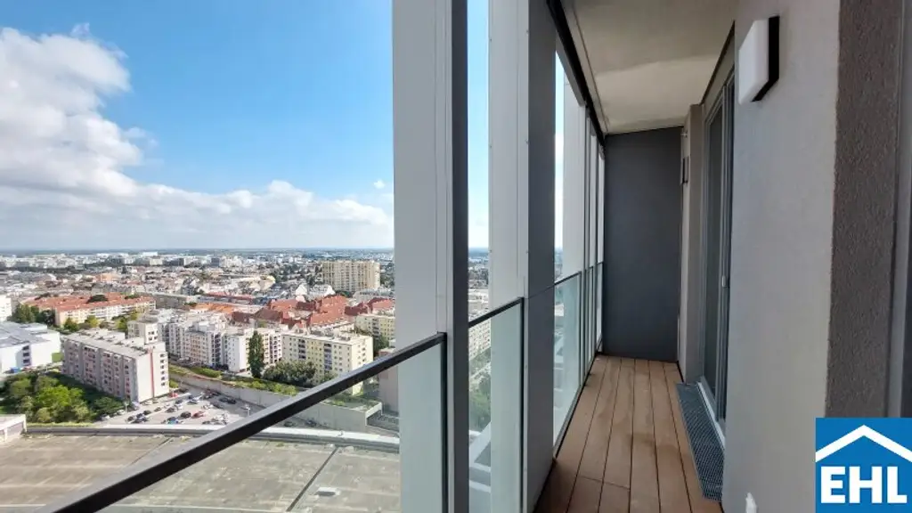 1,5-Zi.-Erstbezug mit Loggia & Rooftop Spa | TOWER HOMES im V22