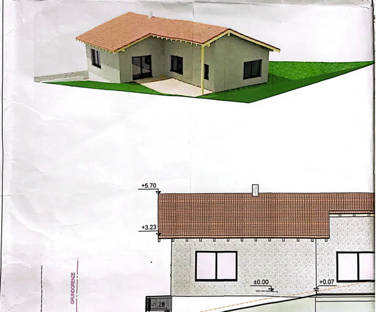 Baugrundstück mit Baubewilligung und Einreichplan für Einfamilienhaus, Garage und PKW Stellplatz