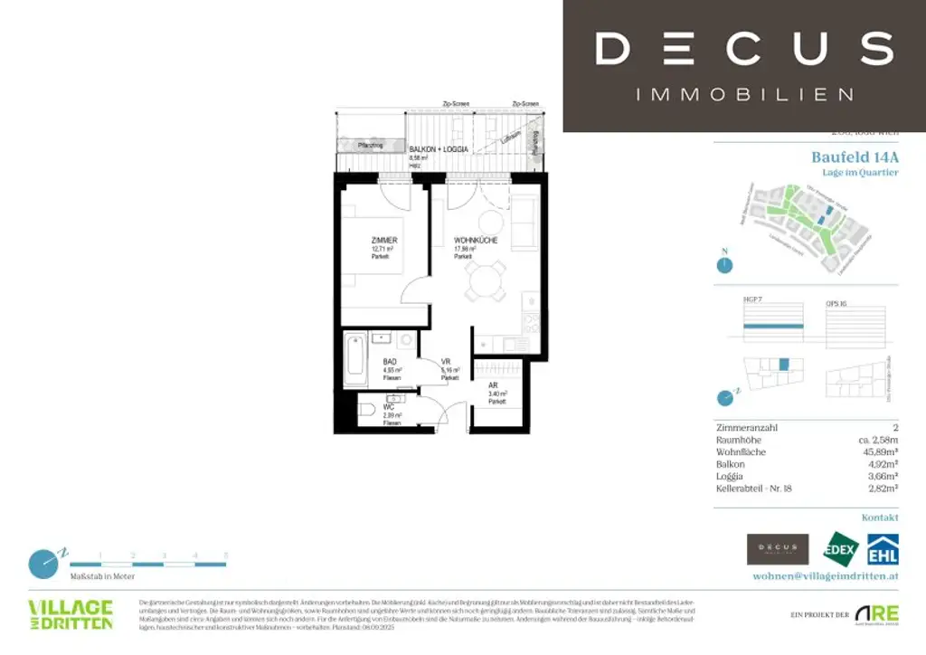 | BALKON | NATÜRLICH DRAUSSEN | BF 14A | ANLEGER | VILLAGE IM DRITTEN | FERTIGSTELLUNG 2027