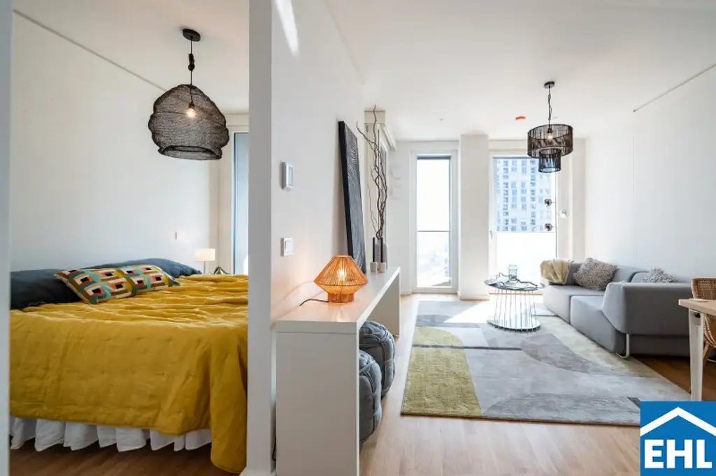 Stylische 1,5-Zi.-Wohnung mit Loggia & Rooftop Pool | TOWER HOMES im V22