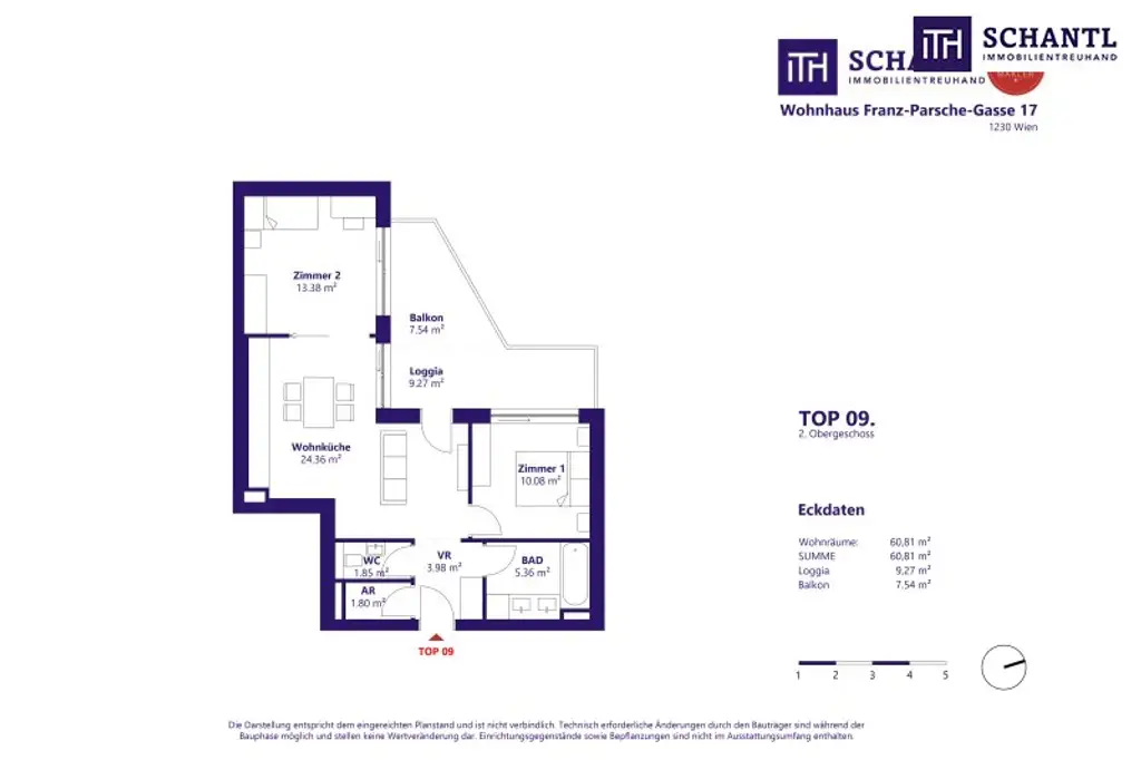 Grundriss Top 9, 2.Obergeschoss, schematische Darstellung