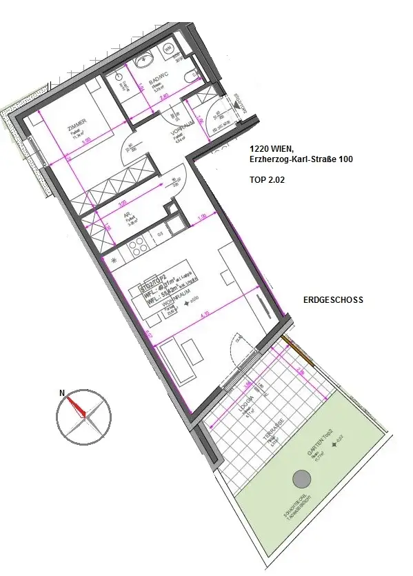 Traumhafte 2-Zimmer-Gartenwohnung in grüner Oase nahe der Donau!
ERSTBEZUG!