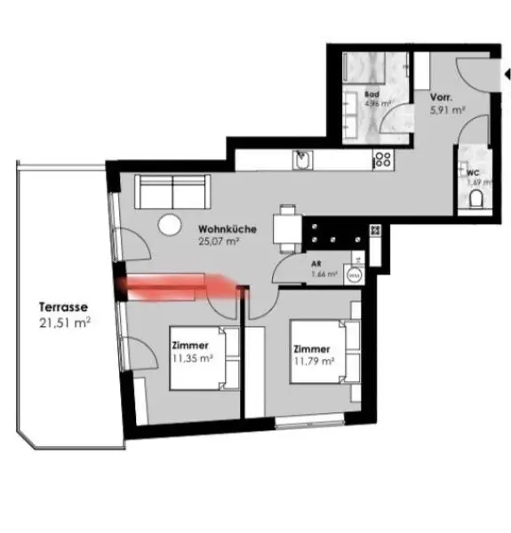 Stylische möblierte Wohnung mit Terrasse in einem sanierten Altbau (2022) nahe U4/U6 Längenfeldgasse